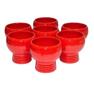 Waechtersbach West Germany‎ Vintage Red Ceramic Goblet Set of 7 MCM Cups Chalice